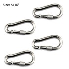 4 Pack 3 16  Stainless Steel Locking Carabiner Clip Heavy Duty Snap Spring Hook