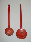 Old Antique Vtg Ca 1800s Pr Folk Art Hand Painted Tin Toleware Dipper Strainers