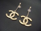 Chanel  Vintage Large Size Cc Dangling Pierce Handmade Earrings
