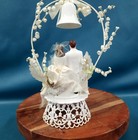 Vtg Bride   Groom Wedding Cake Topper ornament W  Church Bell