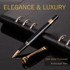 Luxury Writing Rollerball Pen With Schmidt Refill metal Pen Of 24k Gold Trim    