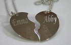 Personalized Split Heart Bff Little Girls  Necklace Set Stainless Steel