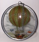 Vintage Leaded Stained Glass Sun Catcher Hot Air Balloon 
