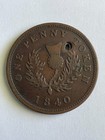 1840 Nova Scotia Victoria Penny Token Copper Coin W hole - Canada