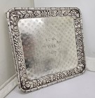 Warner Baltimore Repousse Coin Silver 1872 Silver Anniversary Footed Pastry Tray