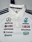 Adidas Mercedes Amg Petronas F1 Team Polo Shirt White Mens M Long Sleeve Jx0757