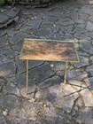 Vintage Mid Century Mcm Tv Tray Table Folding Faux Wood Parquet Gold X Frame