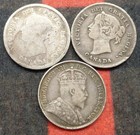 3 Canadian Sterling Silver 5-cent Coins  3 Canada Coins  1891  1899  1906