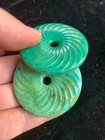 2pcs Excellent Chinese Old Turquoise Hand Carved  prayer  2faces Little Bis