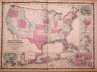 Antique 1862 Map   United States W original Territories By Johnson   Ward 18x27