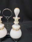Antique Silver Plate Meriden Britania Opaline Glass Cruet Bottles Set