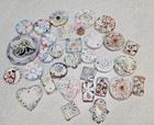 Hand Painted Vintage Bisque Ceramic Pendants Lot Various Sizes   Designs 