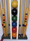 Vintage 1970s 6 Player All Wood Croquet Set Complete With Stand