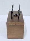 Vintage  Purse  sewing Box Walborg Wooden 6x4x4 Oak Silk Lined Original 1950