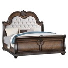 New 5pc Master Queen Or King Bedroom Suite Coffee Brown Marble Top Bed d m n c