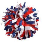  Plastic Cheerleader Cheerleading Pom Poms 6 Inch 1 Pair 2 Pieces Red white blue
