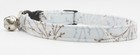 New Handmade Breakaway Safety Cat Collar   Gray   Frosted Branches   Cotton
