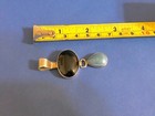      Old Pawn Steeve Francisco Navajo Large Sterling Silver Pendant Turquoise Onyx
