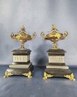 Antique 19th C French Bronze   Marble Urn Cassolettes Pair