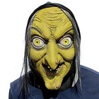 Witch Mask Old Lady Creepy Halloween Scary Realistic Mask Cosplay Music Green