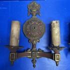 Set 3 Antique Vintage Brass Double Candlestick Light Lamp Sconce Goth Victorian 