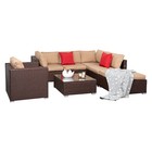 7 Piece Outdoor Patio Furniture Set Pe Rattan Wicker Conversation Sofa Set