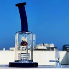 9 In Blue Tire Filter Wig Wag Marble Core Hookah Glass Water Pipe Bong 14mm