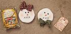 Set Of 4 Fabric Winter Christmas Cookies For Santa Snowmen Ornies Bowl Fillers