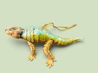 Rare Vintage 5 5    Articulated Gold   Enamel Cliosonne Standing Lizard Cute      