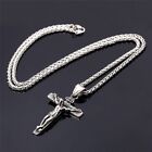 Men Stainless Steel Jesus Christ Crucifix Cross Pendant Chain Necklace