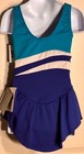 Gk Ice Figure Girls Medium Microfiber Slvls Turquoise Royal Skate Dress Sz Cm