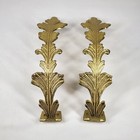 Vintage Gold Curtain Tiebacks Classic Feather Pattern Brass Look 1 Pair