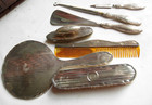 Sterling Silver Vanity 7 Piece Set Mirror Brush Shoe Horn Comb Hallmarked
