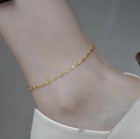 Women Stainless Steel 18k Gold Plated Anklets Smooth Chain Ankle  8-10  Pe10