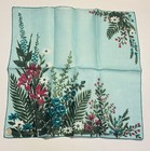 Vintage Carol Stanley Pure Linen Handkerchief Floral Iris  Roses  Daisies Hankie