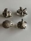 Hans Turnwald Napkin Rings Set Of 4 Silverplated Seahorse Starfish Turtle Clam
