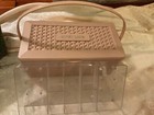 Vintage Sewing Caddy W tray For Thread Etc  Beige  Plastic   Floral Sewing Box