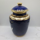 Rms Titanic White Star Line Replica Blue Gold Vase 12  Tall With Lid