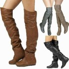 Women s Slouch Boots Over Knee High Boots Flat Shoes Plus Size Casual Shoes