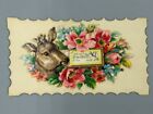 C 1900 Die Cut Victorian Calling Card Scrap Deer Doves Cherubs Antique