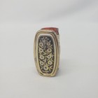 Vtg Black   Gold Floral Lipstick Holder With Mirror 60s Metal Hong Kong 