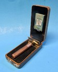 Vintage Gillette Fat Handle Tech Gold Tone Safety Razor W Nip Blades   Case Nice