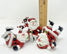 Fitz And Floyd Christmas Tumbling Yuletide Santa Claus Figurines Set Of 3