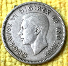 1940 Canada Quarter 25 Cents  800 Silver Coin Km  35