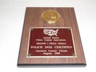 U s  Police Canine Association K-9 Police Dog 1989 Florida Original Plaque