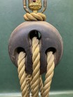 Antique 19c Nautical Rigging Rope Sailing Dead Eye Lignum Vitae Lamp