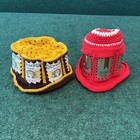 Vintage 70s Crochet Knit Olympia   Michelob Beer Can Bucket Hats  Nice Free Ship