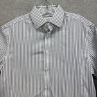 Charles Tyrwhitt Dress Shirt Mens 15 33 Blue Hickory Stripe Slim Fit Non Iron