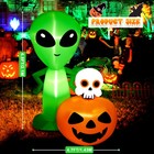 6 8ft Halloween Inflatable Alien With Pumpkin Outdoor Lighted Blow Up Yard Decor