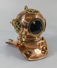 Mid-century Modern Vintage Copper And Brass Miniature Desktop Diving Helmet